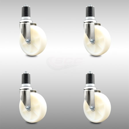 Service Caster 5 Inch 316SS Nylon Wheel Swivel 1-7/8 Inch Expanding Stem Caster Set SCC SCC-SS316EX20S514-NYS-178-4